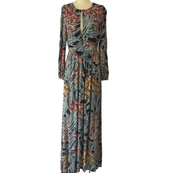 Mara Hoffman Herbarium Tropical Keyhole Maxi Dress in Charcoal Size 8 - Picture 9 of 16